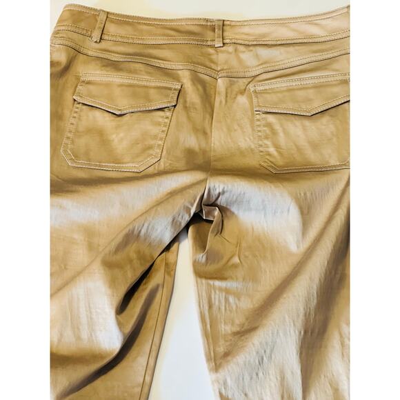 Cache Y2K Silky Satin khaki Cargo Cropped Pants Women’s Size 8 classic beach - Picture 6 of 6